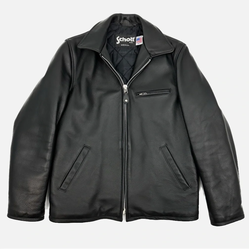 Schott NYC Black Leather Jacket Size 40/Medium - Made in USA - Picture 15 of 15